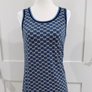 Max Studio Navy and Light Blue Geometric Sleeveless shift dress